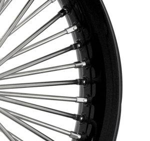 Black Outer Lip Chrome Spokes Chrome Nipples Motorcycle Wheel