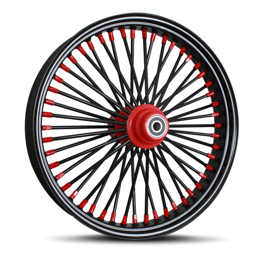 Black Outer and Spokes with Red Hub and Nipples